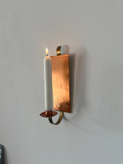 PAIR OF COPPER SUN WALL SCONCES