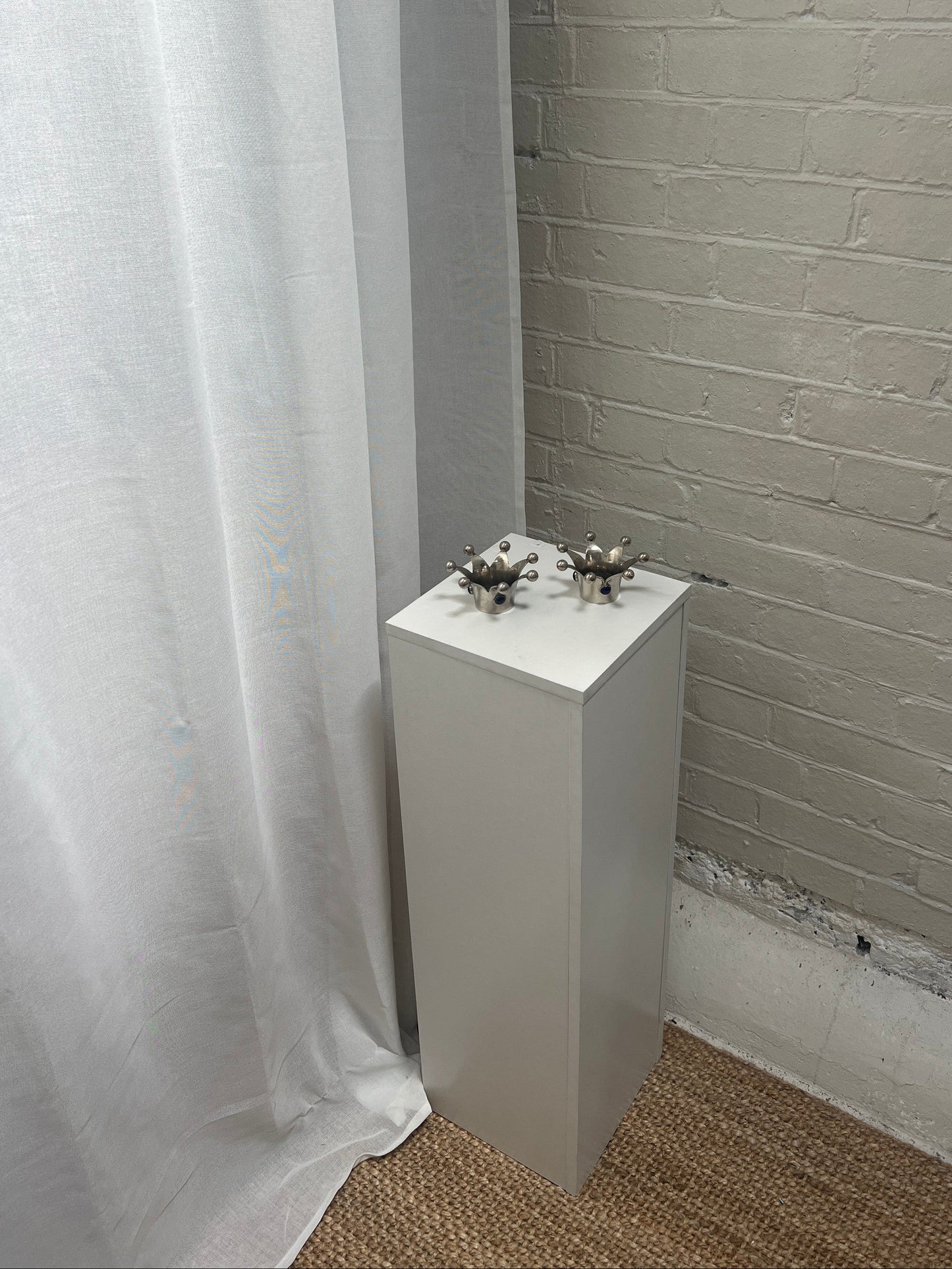 PAIR OF SILVER CHROME CANDLE HOLDERS