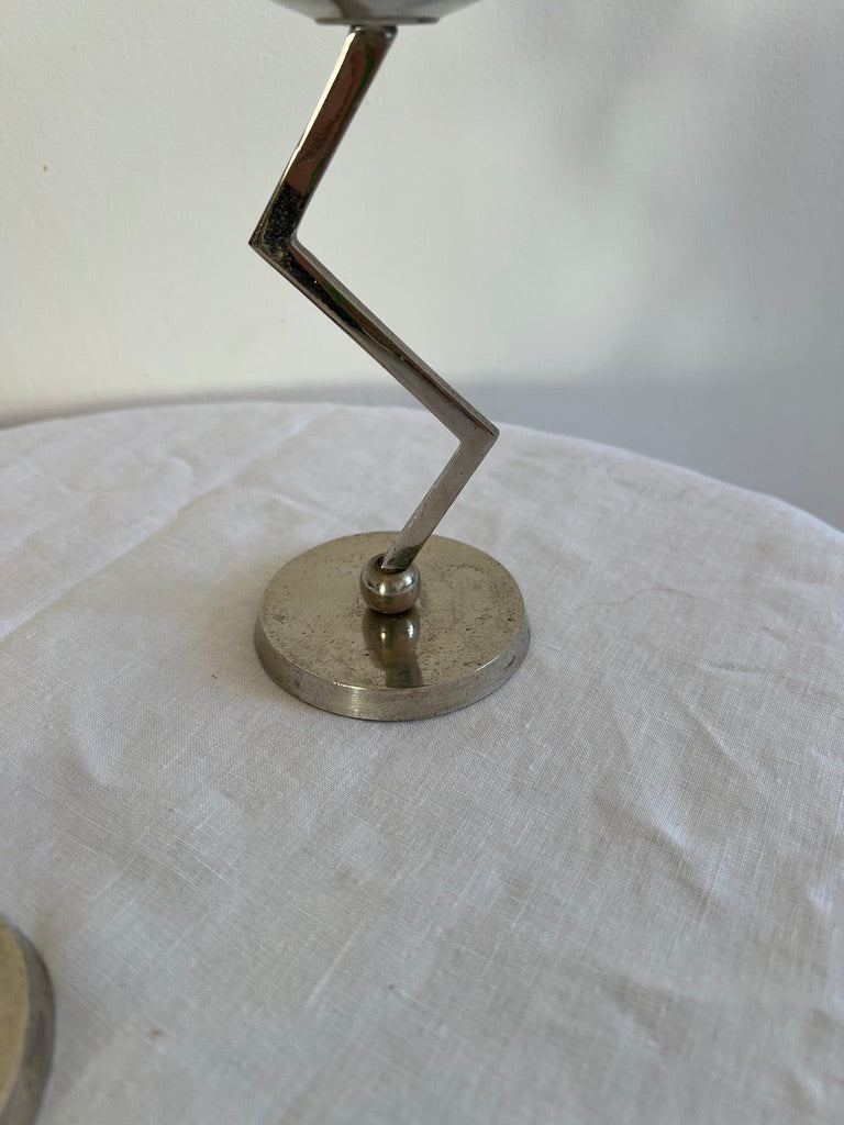 SMALL CHROME ZIG ZAG CANDLE HOLDERS