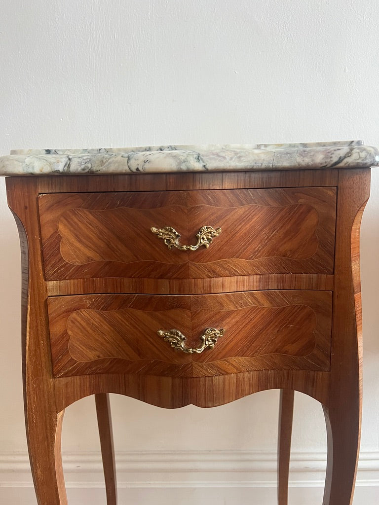 PAIR OF FRENCH MARBLE BEDSIDE TABLES