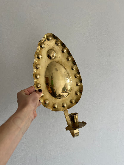 Pair of vintage Swedish brass teardrop sconces