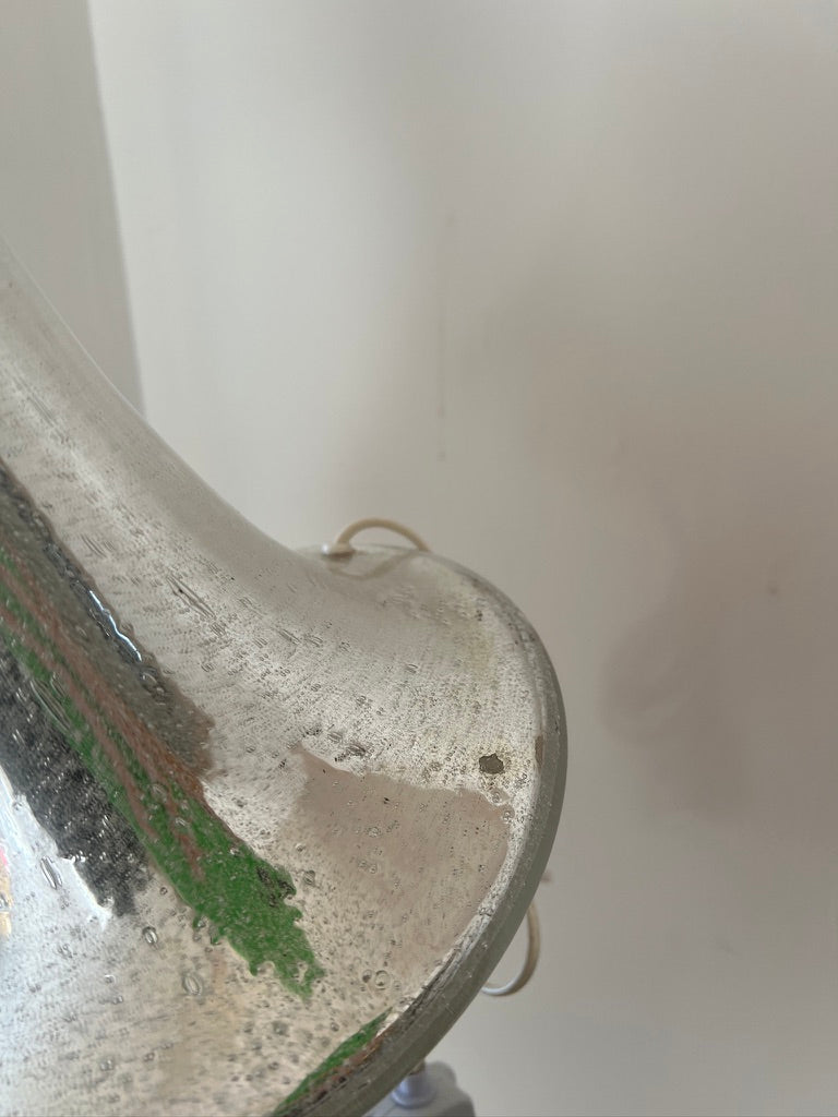 LARGE SILVER GLASS TABLE LAMP