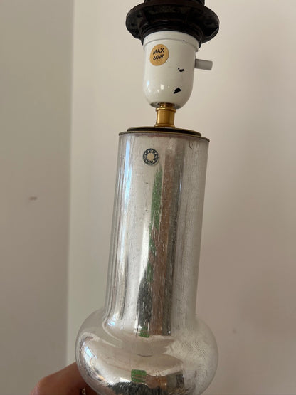 LARGE SILVER GLASS TABLE LAMP