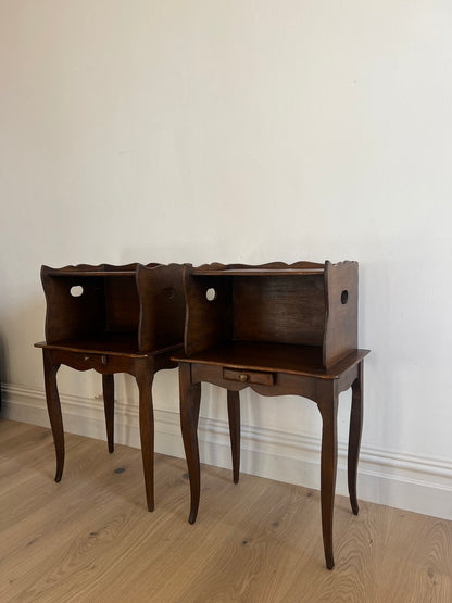 PAIR OF FRENCH WOODEN BEDSIDE TABLES