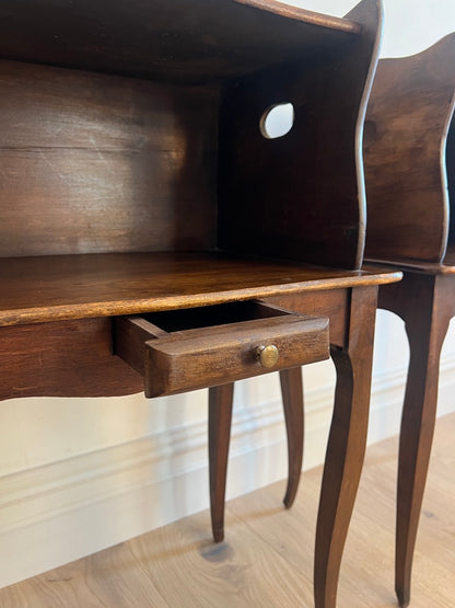 PAIR OF FRENCH WOODEN BEDSIDE TABLES
