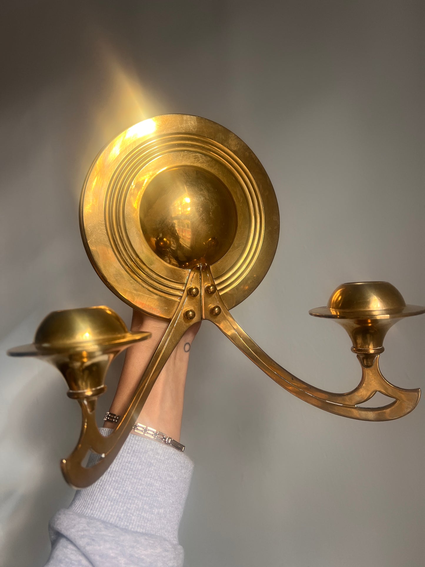 SINGLE BRASS TWO ARMED SCONCE