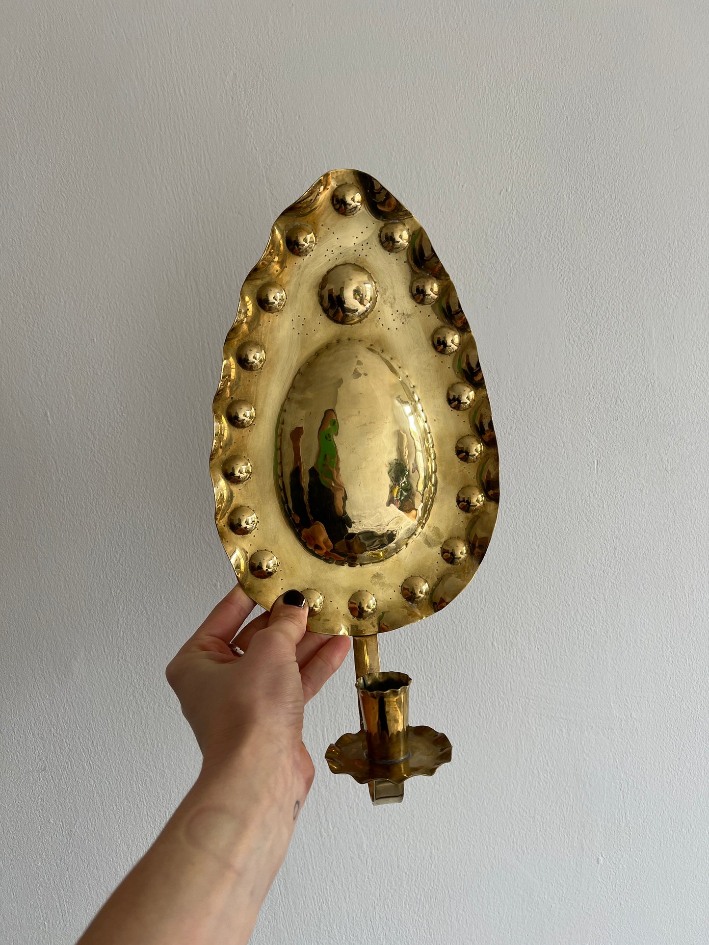 Pair of vintage Swedish brass teardrop sconces