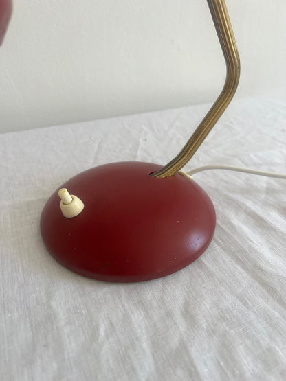 SWEDISH RED & BRASS DESK LAMP