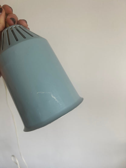 Pair of 50s baby blue brass and metal shades wall lights
