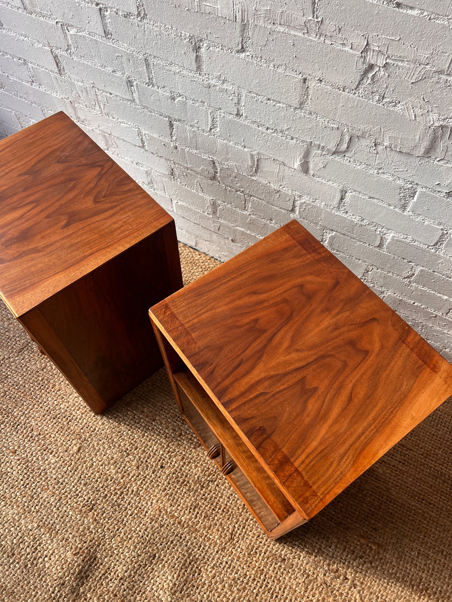 PAIR OF HERBERT E GIBBS WALNUT BEDSIDE TABLES