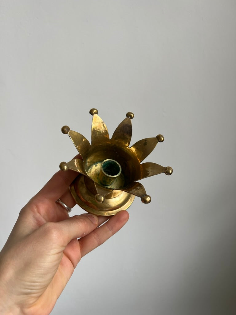 Swedish brass crown candle holders