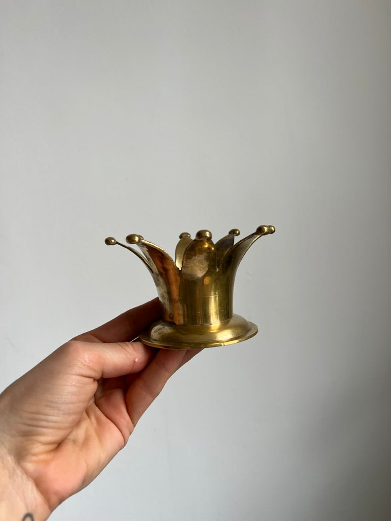 Swedish brass crown candle holders