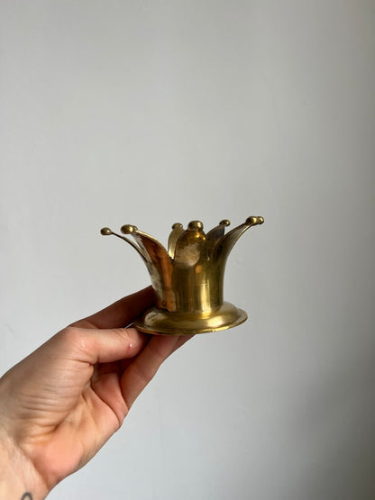 Swedish brass crown candle holders