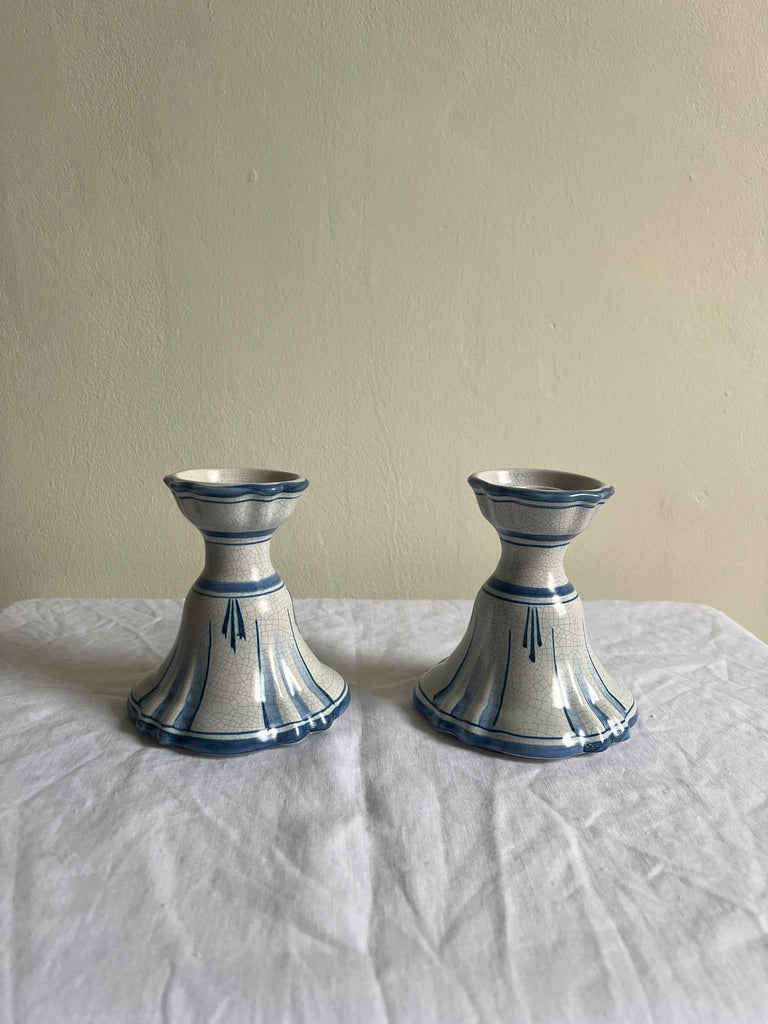 PAIR OF SWEDISH 30S CERAMIC CANDLE HOLDERS