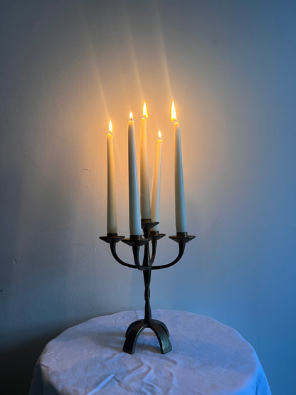 SWEDISH SCULPTURAL BRONZE CANDELABRA
