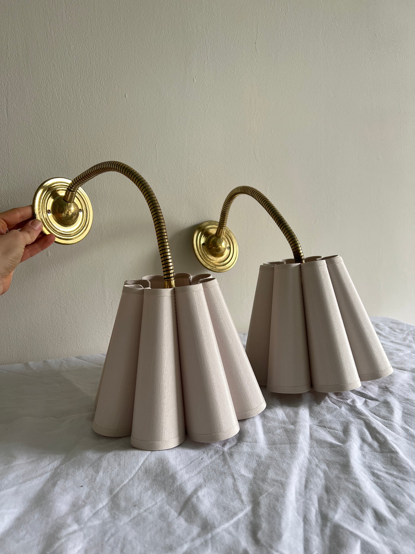 PAIR OF BRASS BENDABLE WALL LIGHTS