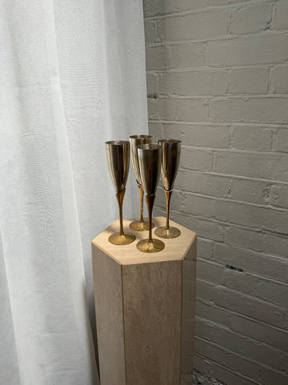 SET OF FOUR BRASS & CHROME FLUTES