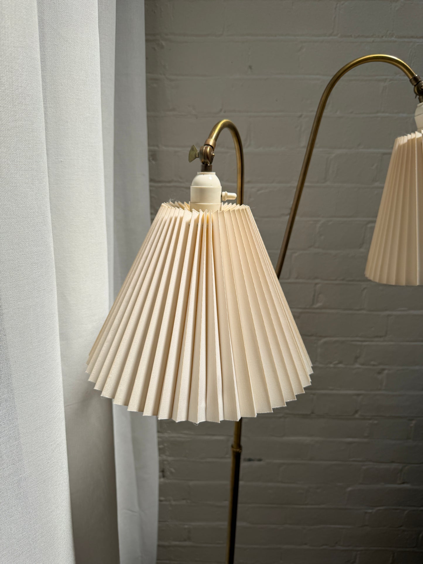 SWEDISH SWAN ARM BRASS FLOOR LAMP