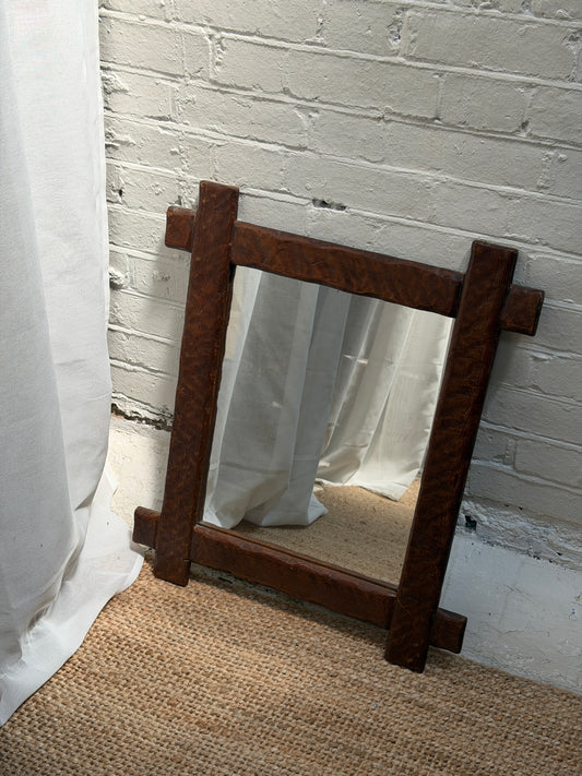 CARVED WOODEN RECTANGLE MIRROR