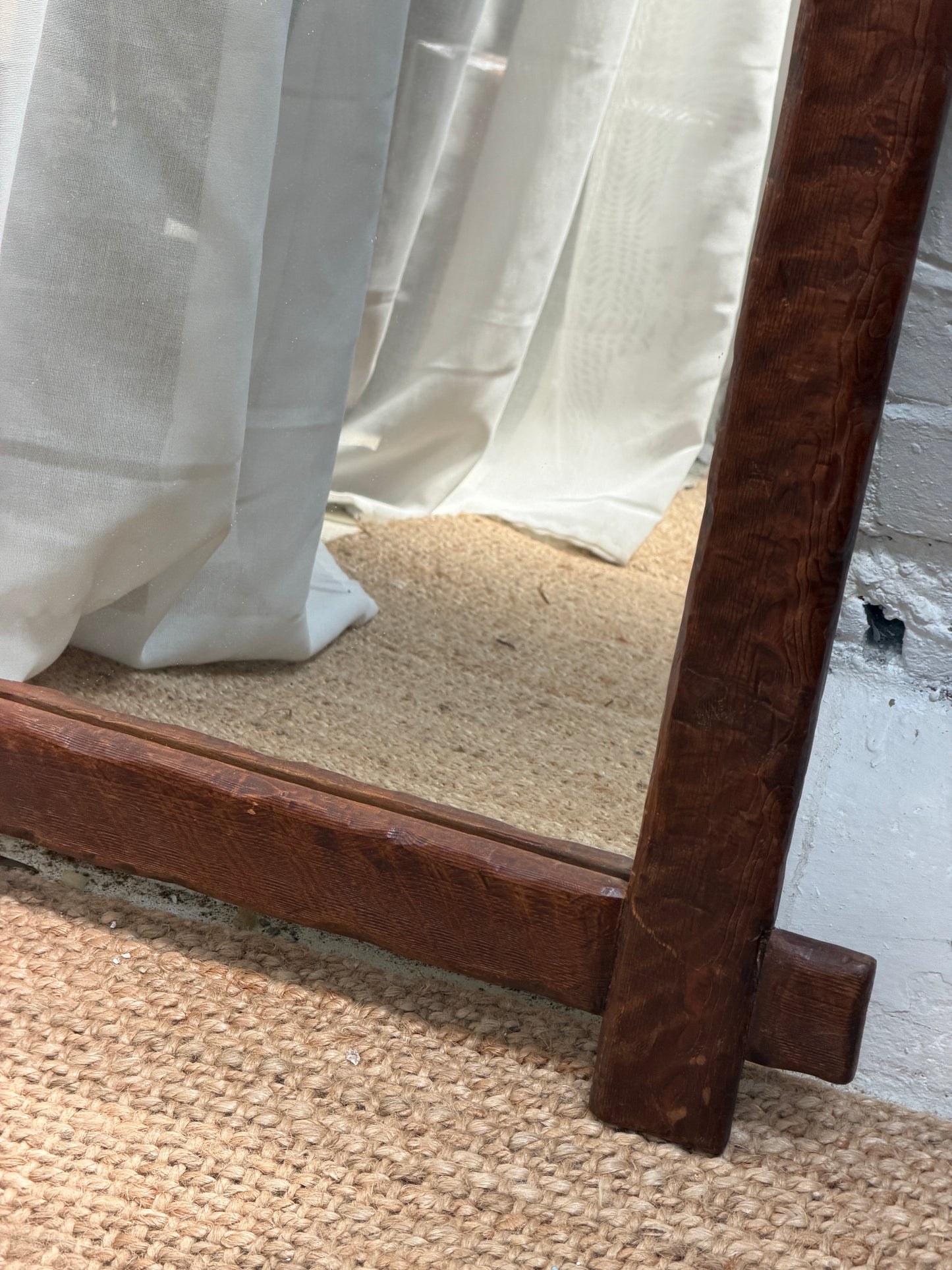 CARVED WOODEN RECTANGLE MIRROR