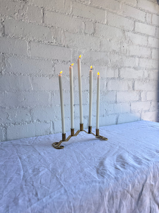 STAGGERED SWEDISH BRASS CANDELABRA