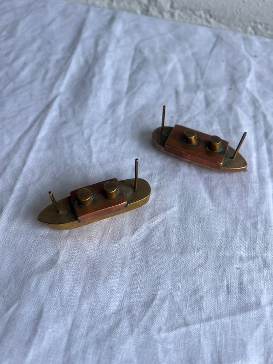 PAIR OF SMALL COPPER BOATS