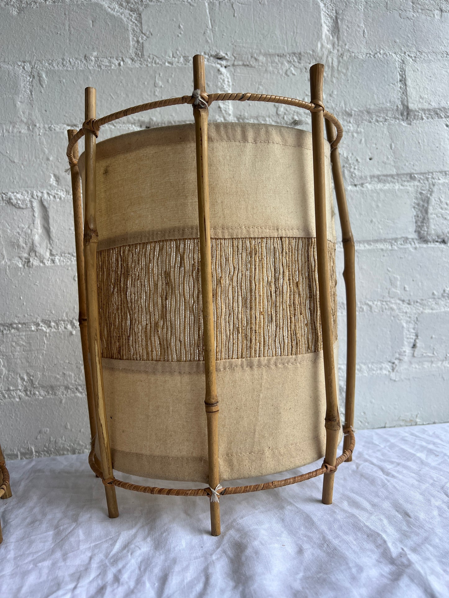 PAIR OF BAMBOO WALL LIGHT SHADES