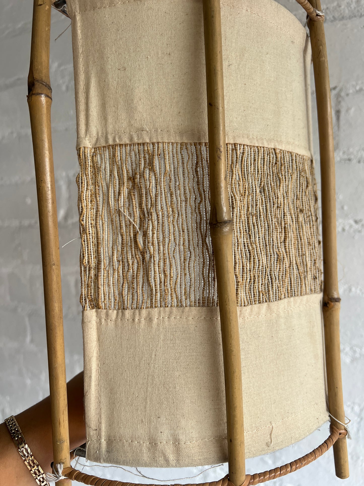 PAIR OF BAMBOO WALL LIGHT SHADES