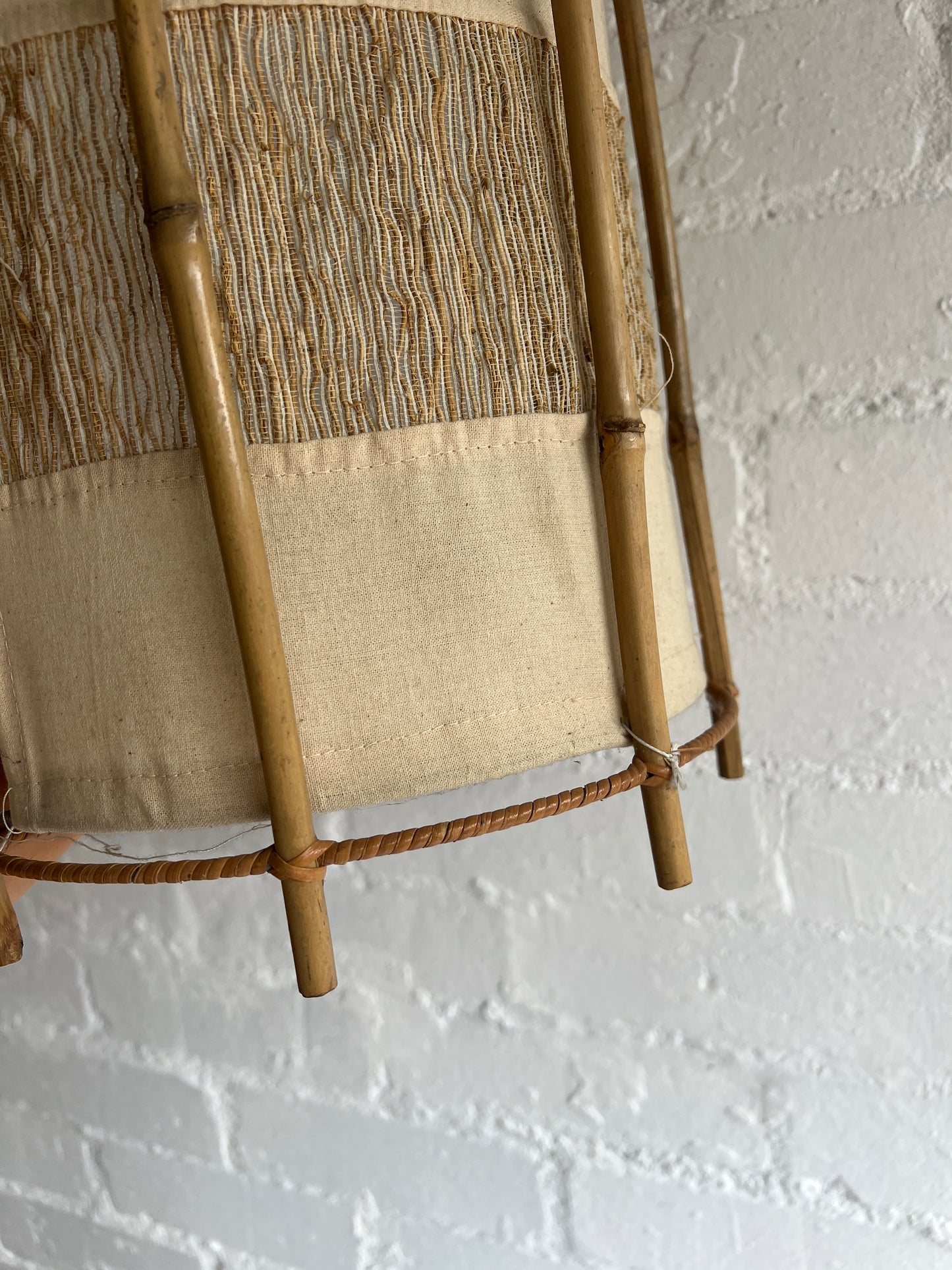 PAIR OF BAMBOO WALL LIGHT SHADES