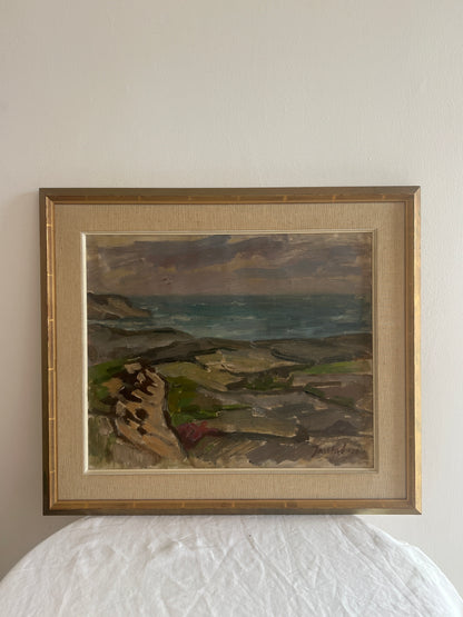 ROCKS AND SEA LANDSCAPE OIL PAINTING