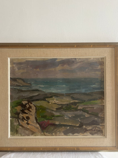 ROCKS AND SEA LANDSCAPE OIL PAINTING