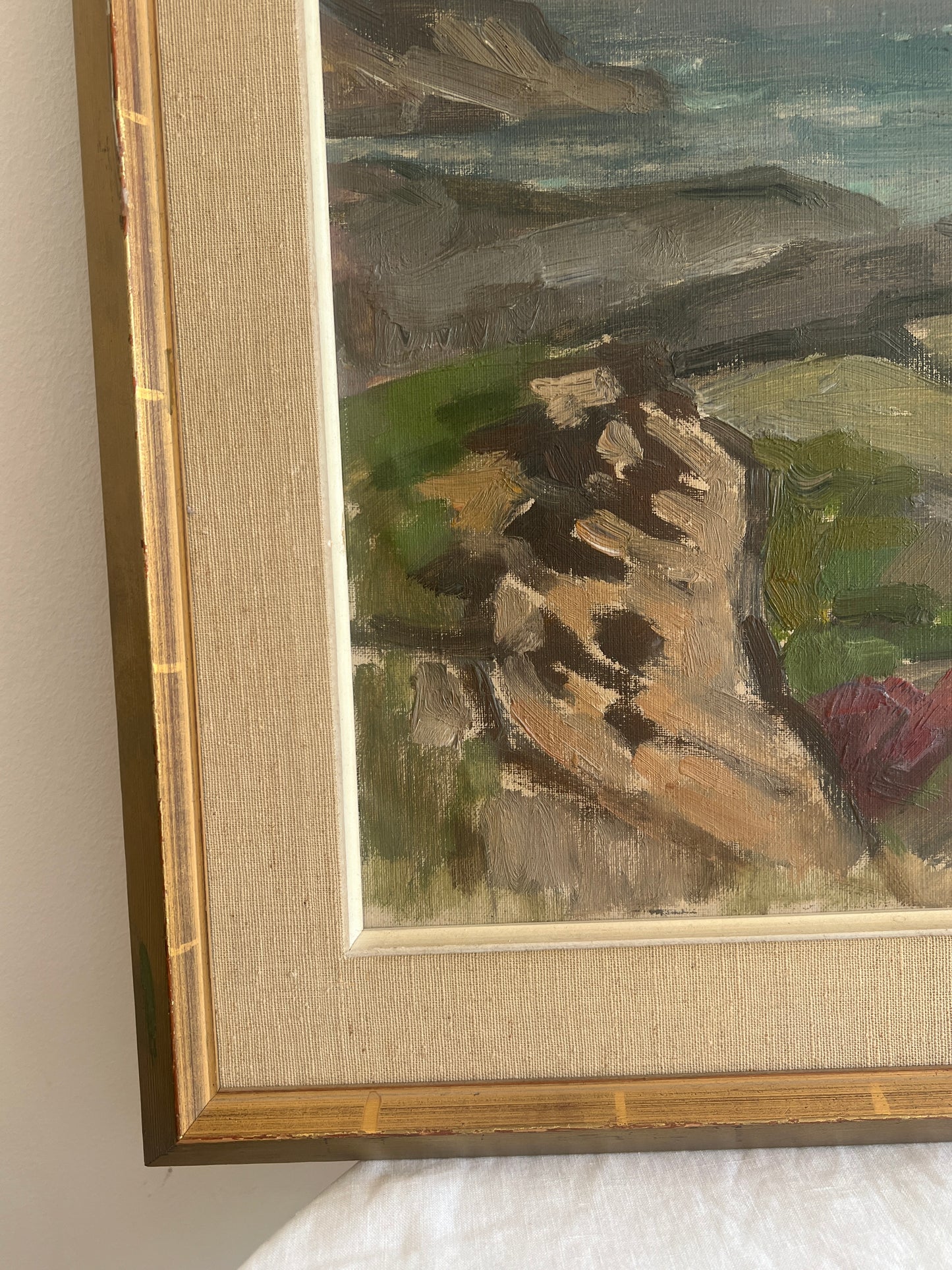 ROCKS AND SEA LANDSCAPE OIL PAINTING