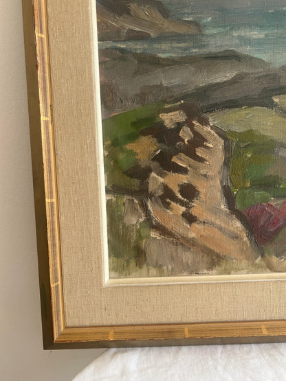 ROCKS AND SEA LANDSCAPE OIL PAINTING