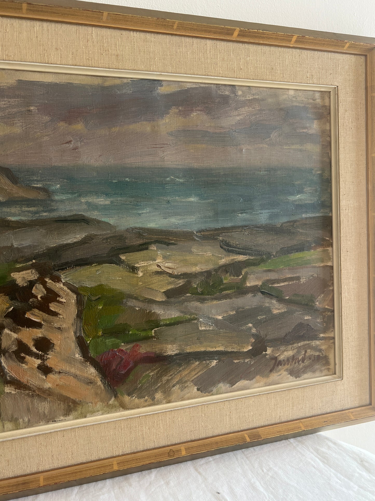 ROCKS AND SEA LANDSCAPE OIL PAINTING