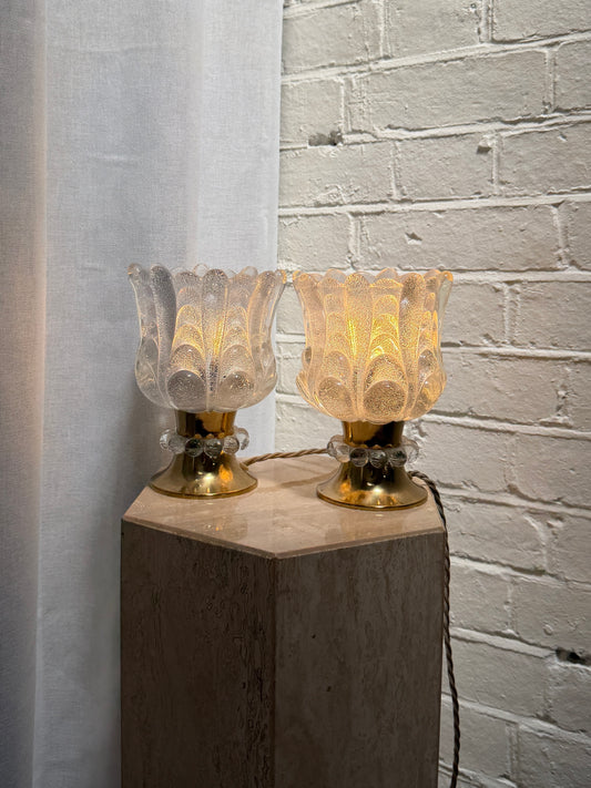 PAIR OF SWEDISH GLASS BEDSIDE LIGHTS