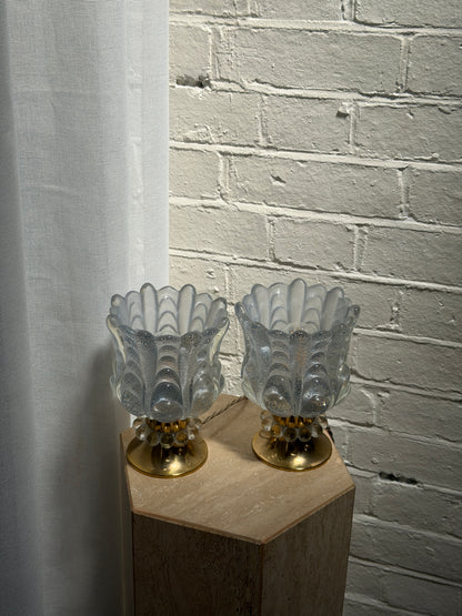 PAIR OF SWEDISH GLASS BEDSIDE LIGHTS