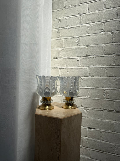 PAIR OF SWEDISH GLASS BEDSIDE LIGHTS