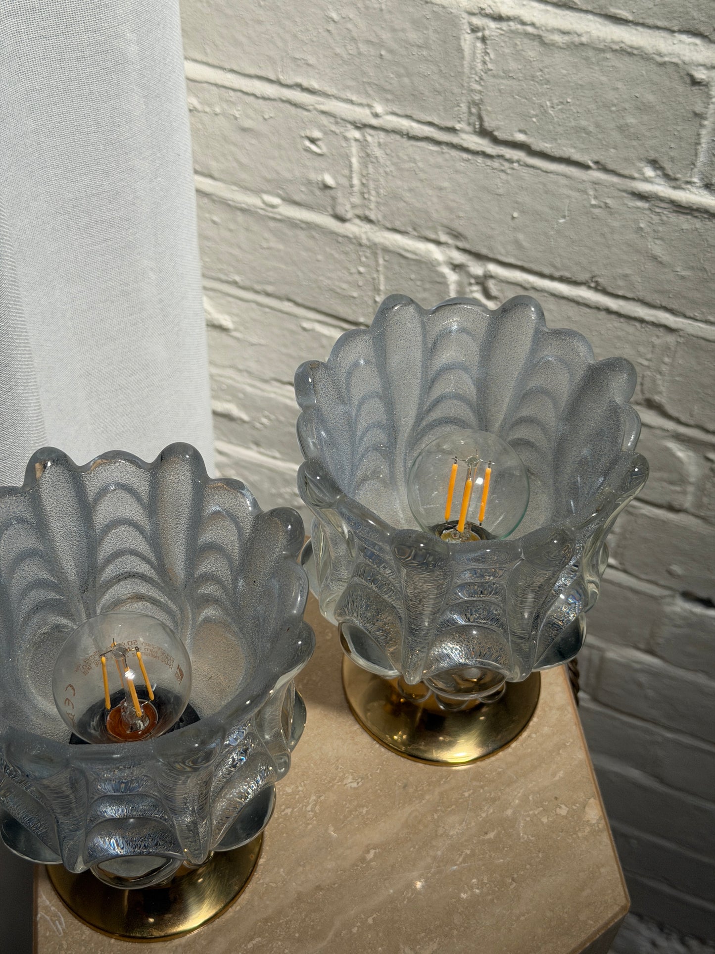PAIR OF SWEDISH GLASS BEDSIDE LIGHTS