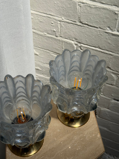 PAIR OF SWEDISH GLASS BEDSIDE LIGHTS
