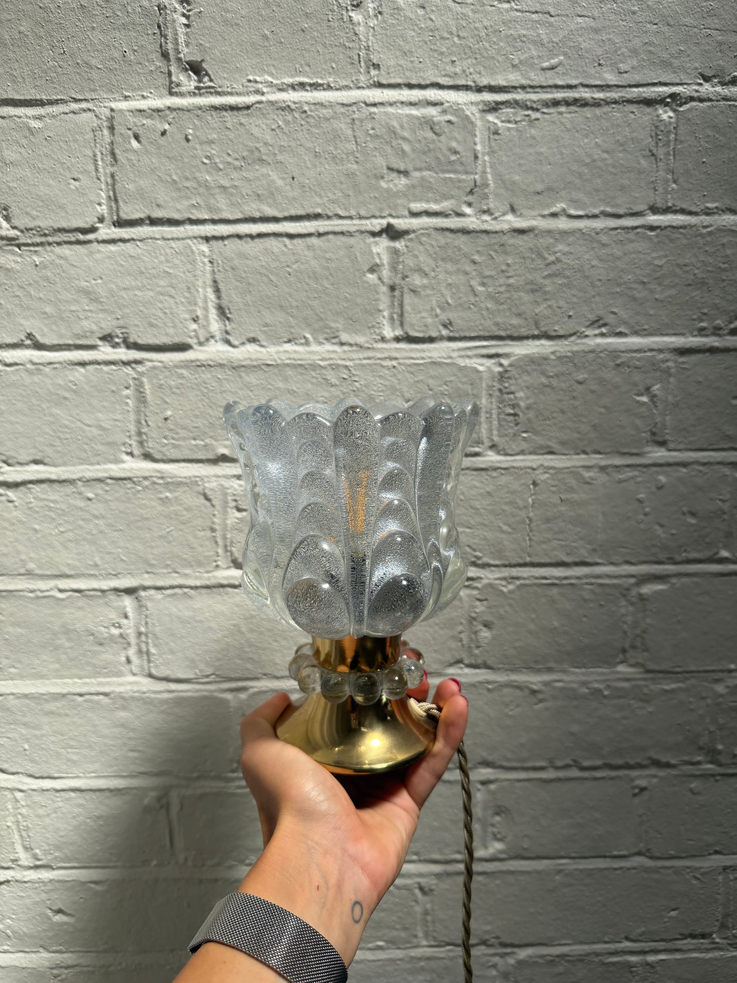 PAIR OF SWEDISH GLASS BEDSIDE LIGHTS
