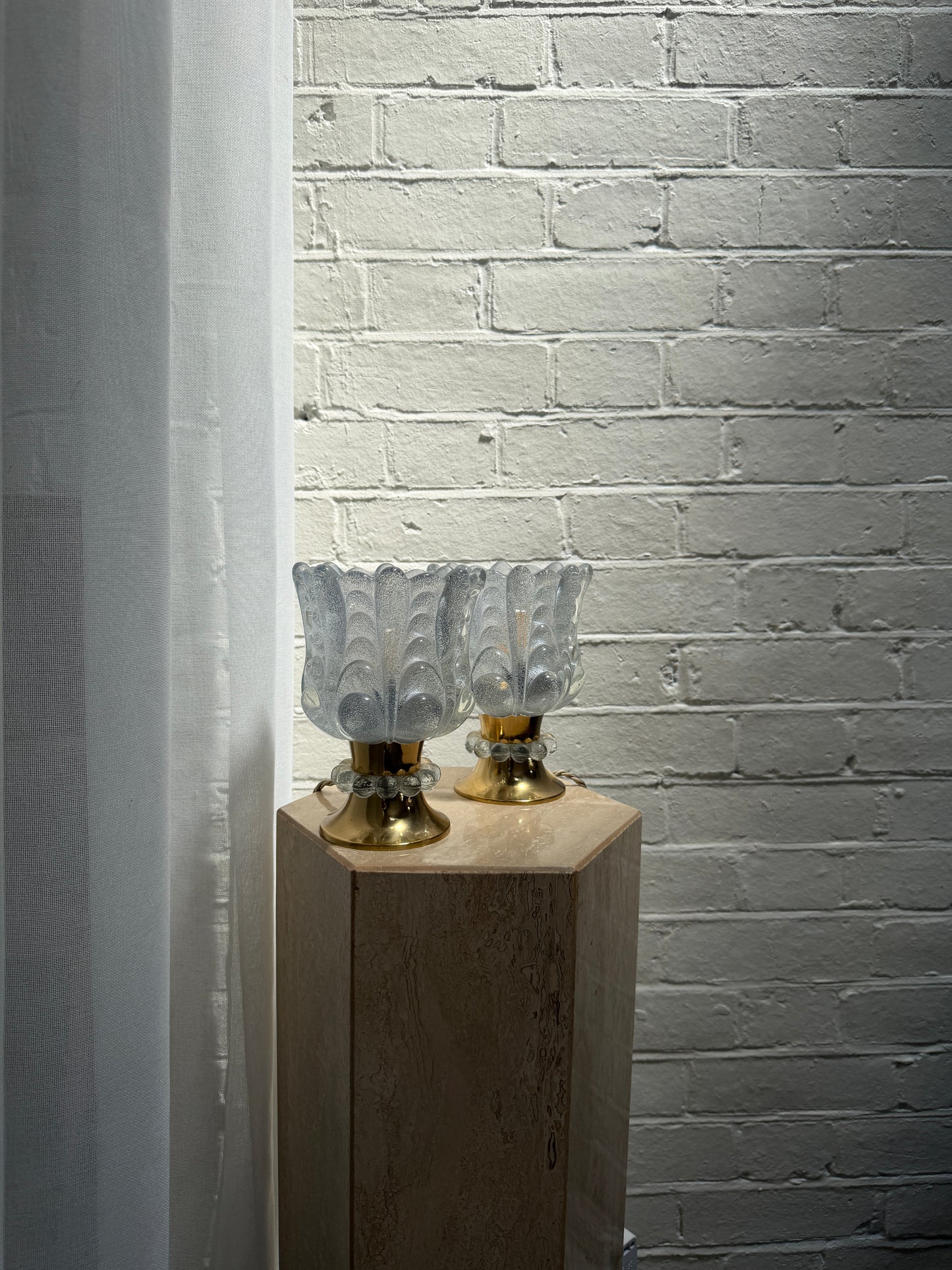 PAIR OF SWEDISH GLASS BEDSIDE LIGHTS