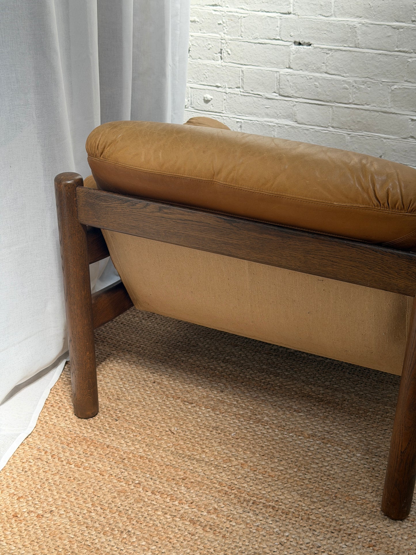 70S GERMAN BRUTALIST LEATHER ARMCHAIR