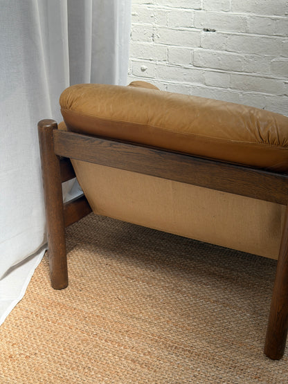 70S GERMAN BRUTALIST LEATHER ARMCHAIR