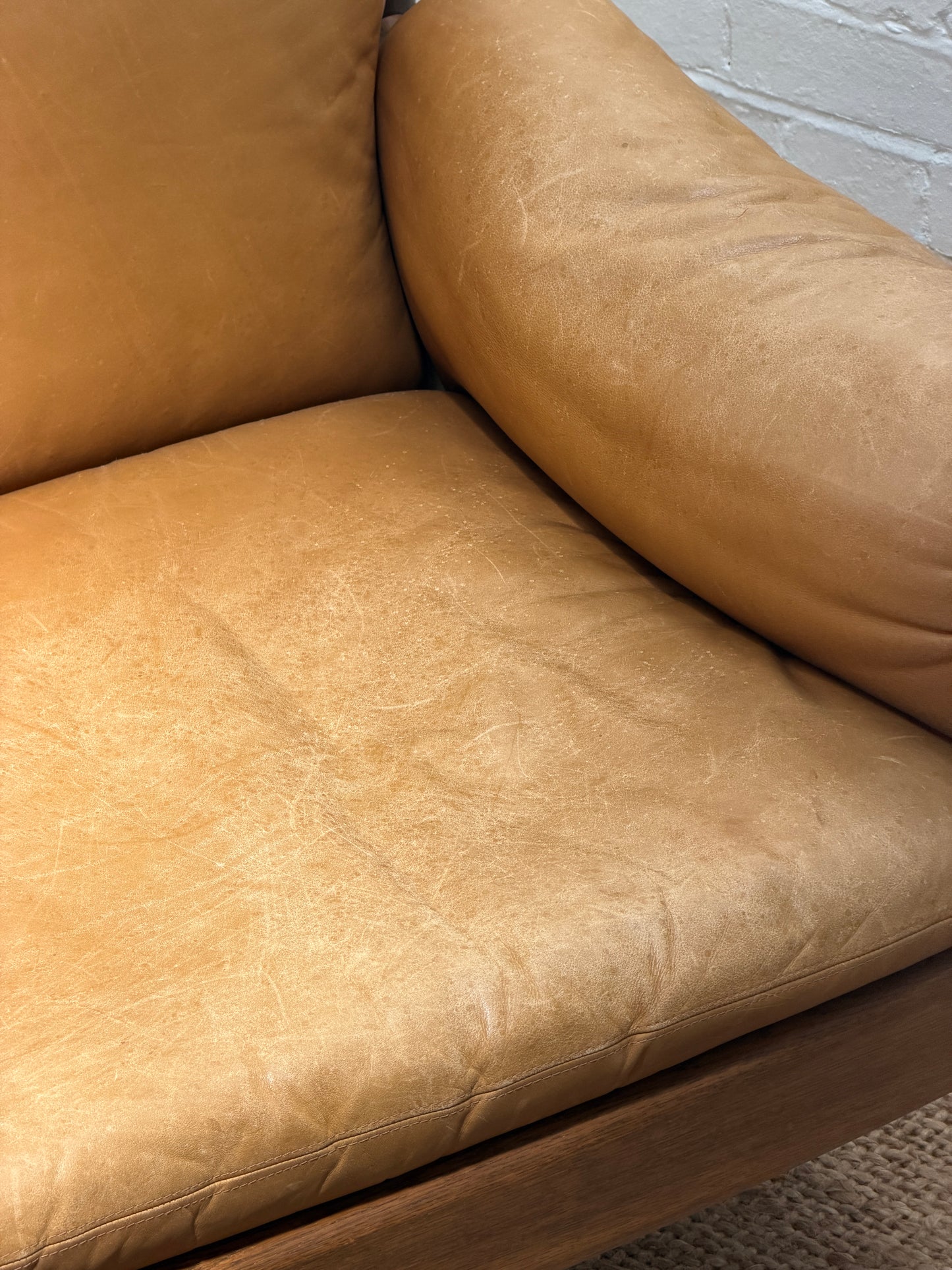 70S GERMAN BRUTALIST LEATHER ARMCHAIR