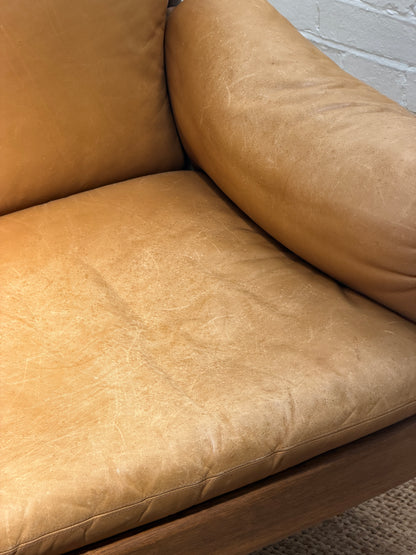 70S GERMAN BRUTALIST LEATHER ARMCHAIR