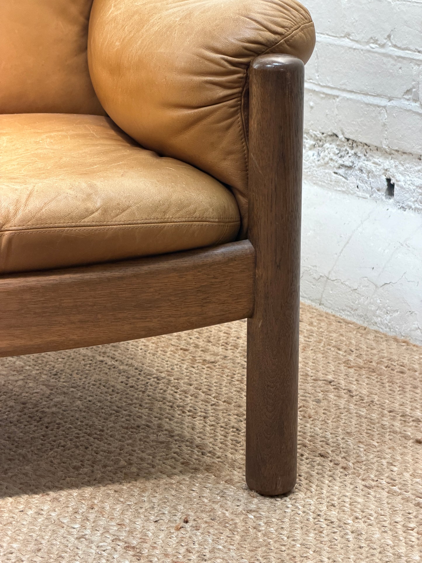 70S GERMAN BRUTALIST LEATHER ARMCHAIR
