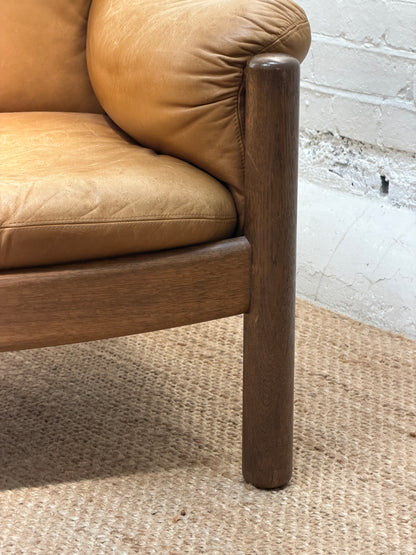 70S GERMAN BRUTALIST LEATHER ARMCHAIR