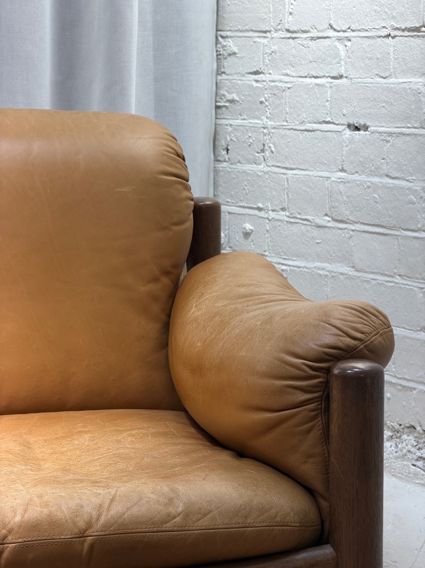 70S GERMAN BRUTALIST LEATHER ARMCHAIR