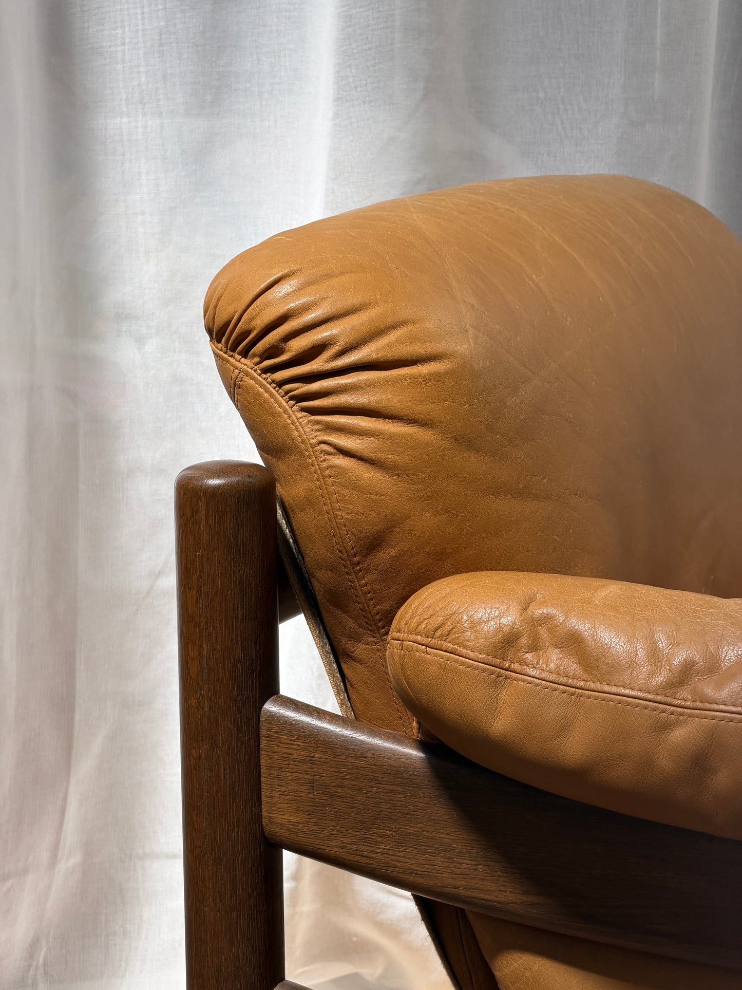 70S GERMAN BRUTALIST LEATHER ARMCHAIR