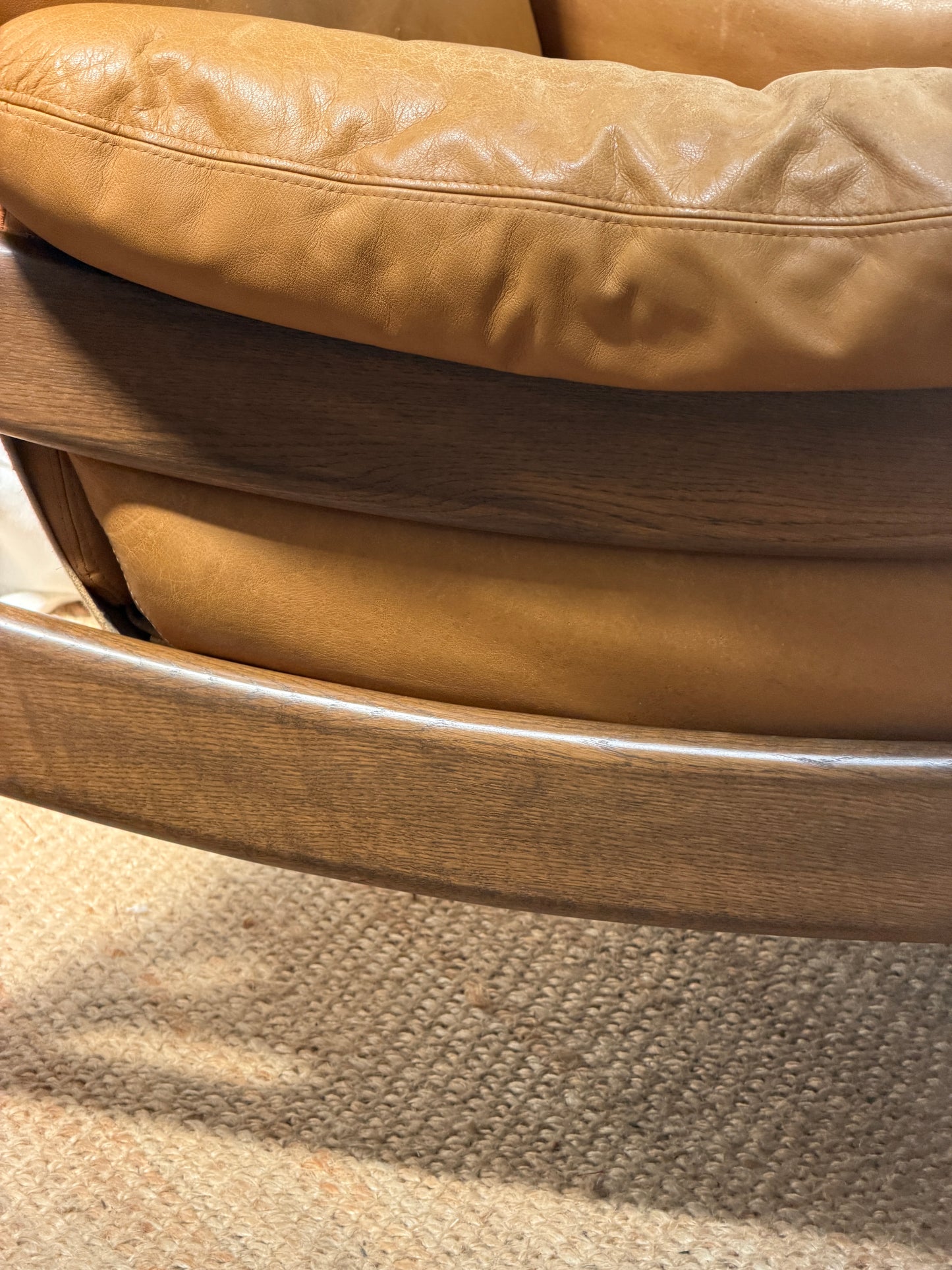 70S GERMAN BRUTALIST LEATHER ARMCHAIR